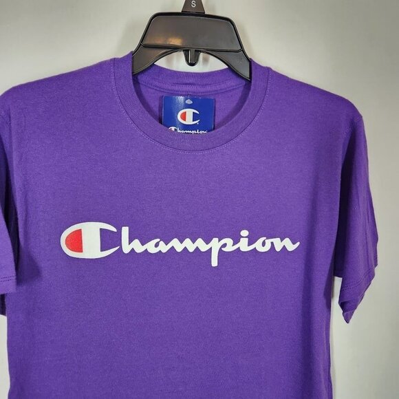 NWT‎ Champion CLASSIC GRAPHIC TEE, SCRIPT LOGO in Purple Size Small - Picture 4 of 8